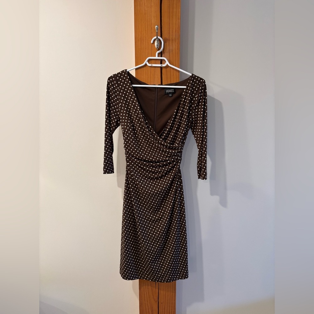 Adrianna Papell Brown Polka Dot Dress